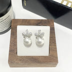 Pearl Flower High-end Small Fragrance Earrings - Viexta