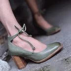 Front Lace-up Height Chunky Heels - Viexta