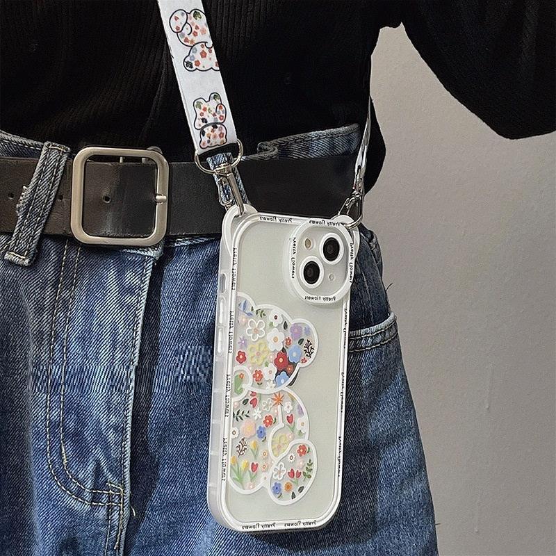 Sitting Bear Mobile iPhone Soft Case With Lanyard - Viexta