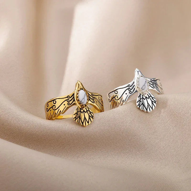 inlaid-zircon-blackened-eagle-ring - Viexta