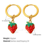 Minimalist Strawberry & Pineapple Pendant Earrings