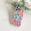 Spot Drill Oil Painting Flowers iPhone Case - Viexta