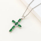 cross-pendant-colorful-zircon-delicate-chain - Viexta