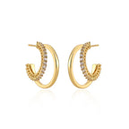 Hexagon Zircon-embedded Earrings - Viexta