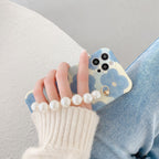 Blue Floral Pearl Bracelet iPhone case