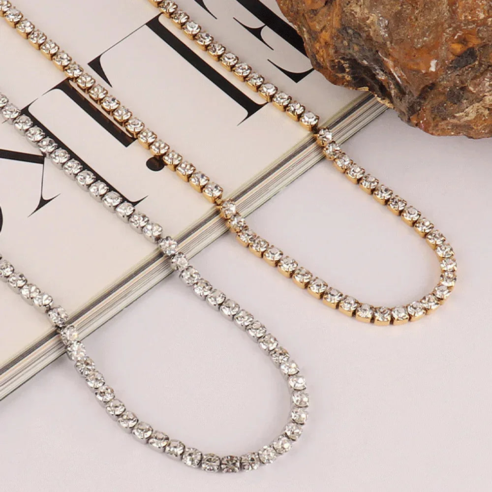 4mm Zircon Tennis Necklace In Stainless Steel - Viexta