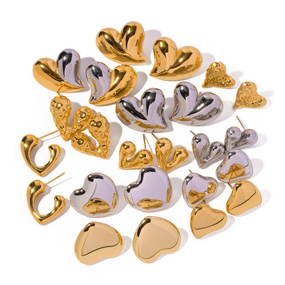 Elegant Heart Peach Stainless Steel Earrings