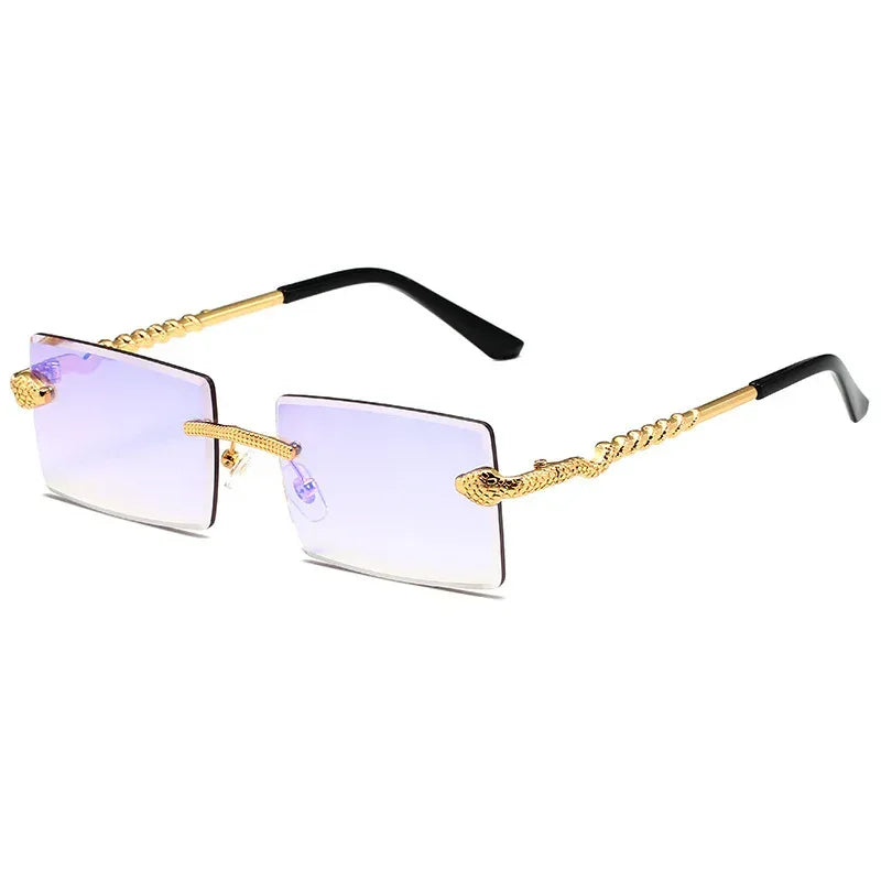 Snake Metal Cut Edge Square Sunglasses - Viexta
