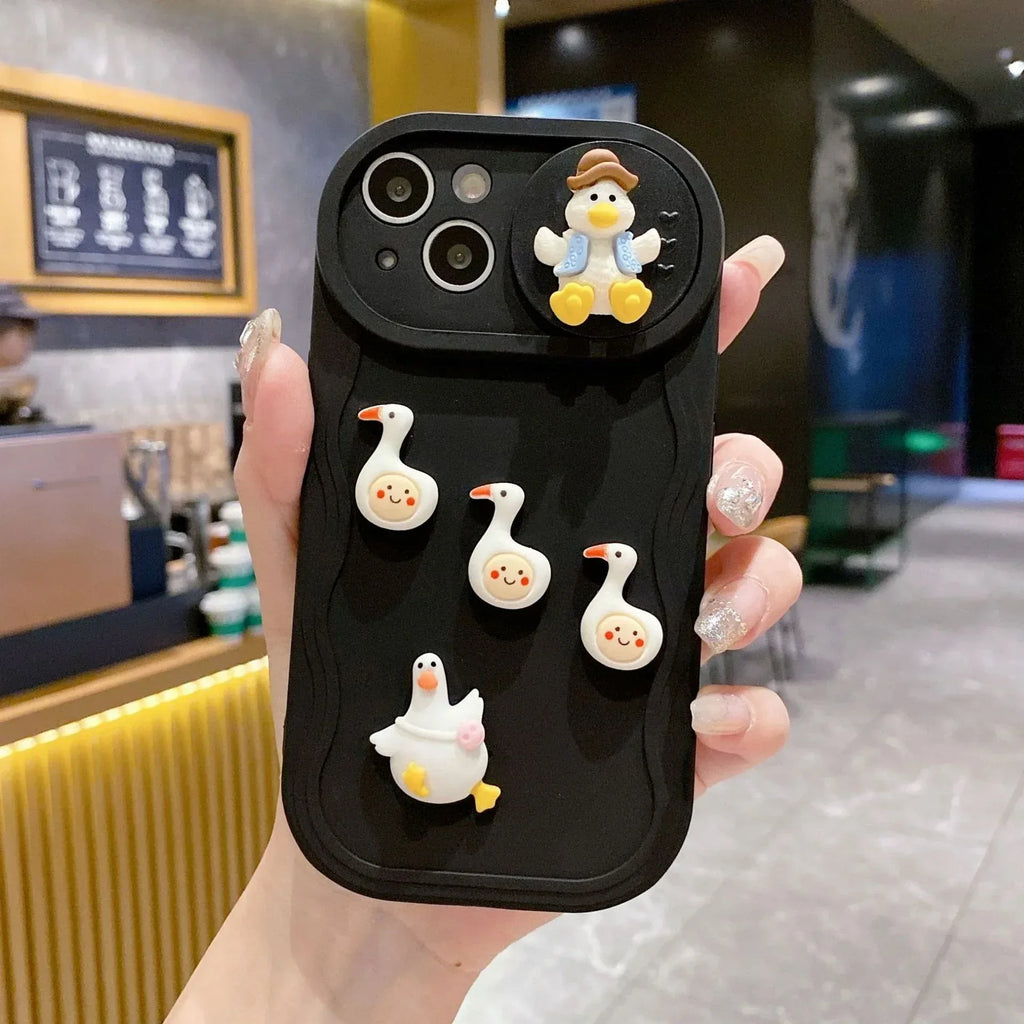 sliding-window-cartoon-three-dimensional-duck-iphone-cover - Viexta