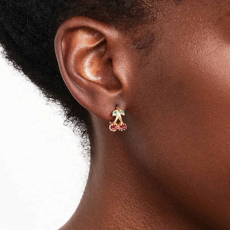 Summer Bowknot Small Cherry Versatile Earrings - Viexta