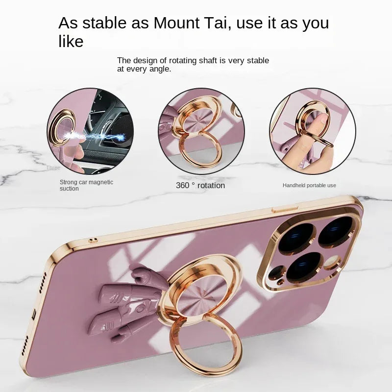 magnetic-electroplating-ring-shell-iphone-case - Viexta
