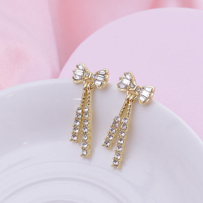 Bow Shaped Diamond Crystal Earrings