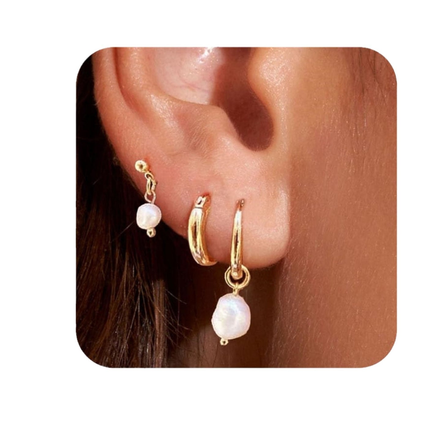 Pearl Three-piece Earcuffs