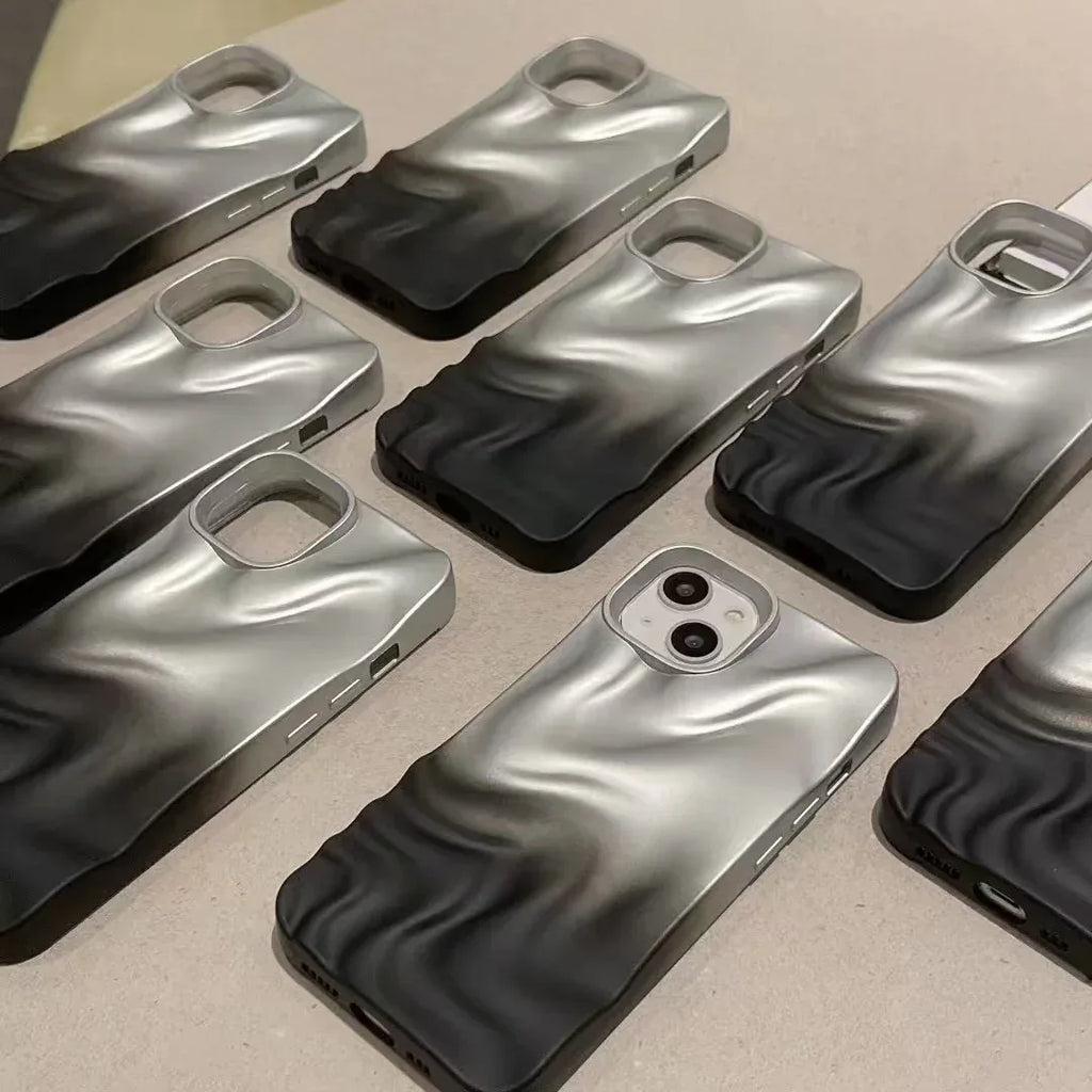 silver-black-water-ripple-three-dimensional-iphone-case - Viexta