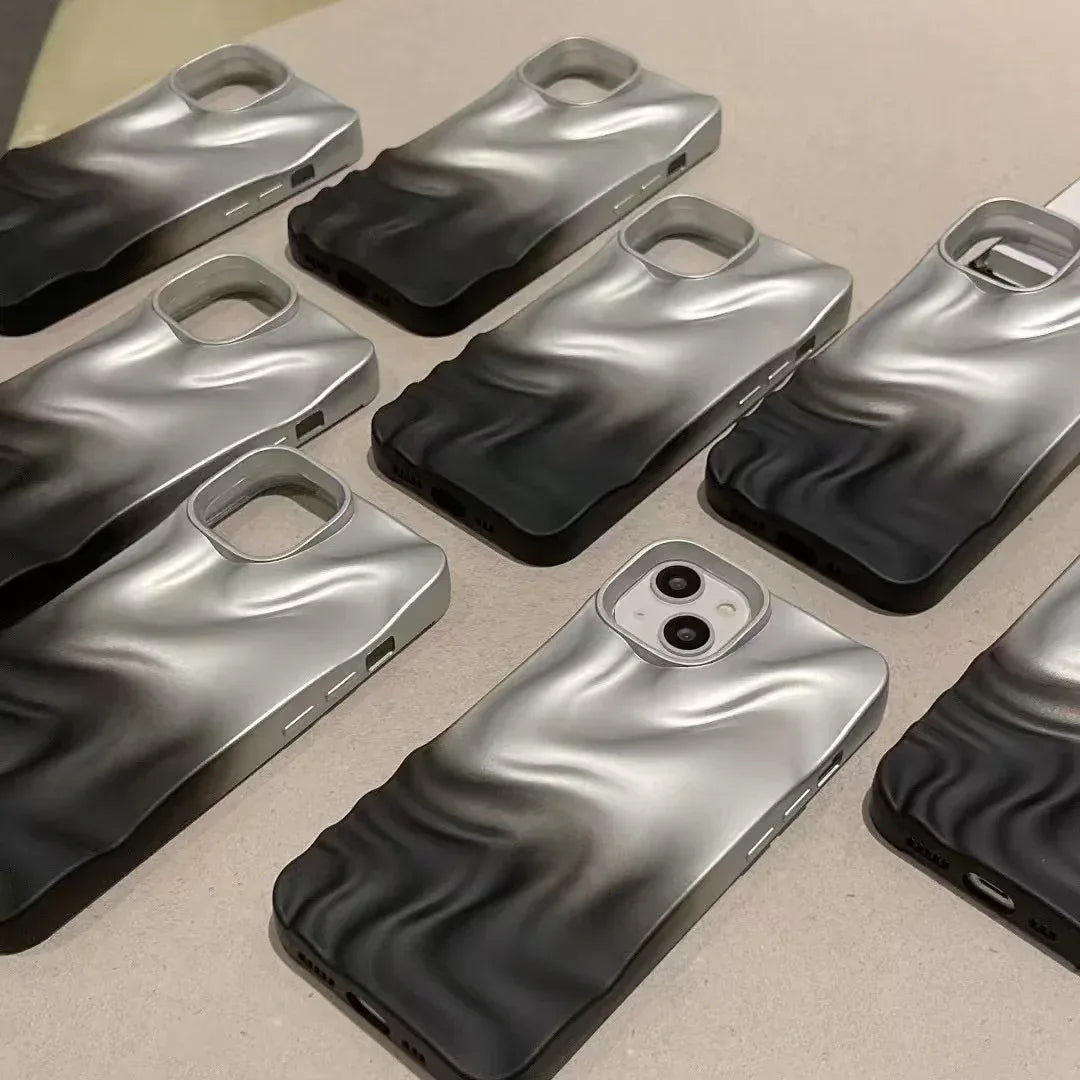 silver-black-water-ripple-three-dimensional-iphone-case - Viexta