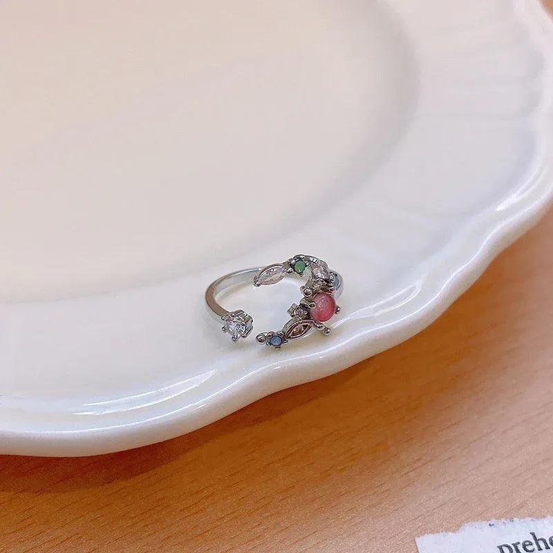 Micro Set Crystal Zircon Pearl Ring - Viexta
