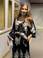 Printed Long Sleeve Top And Trousers Two-piece Set - Viexta