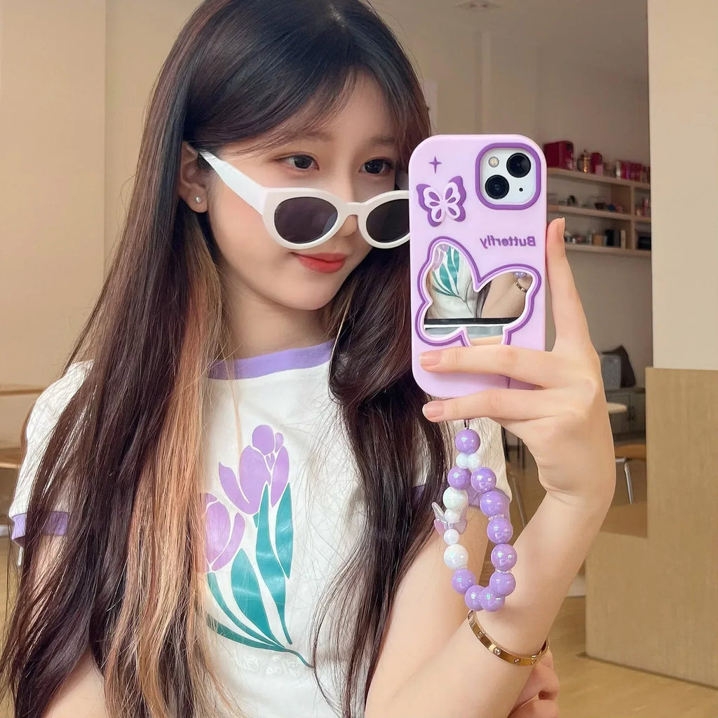 Purple Butterfly Mirror Silicone iPhone Case - Viexta
