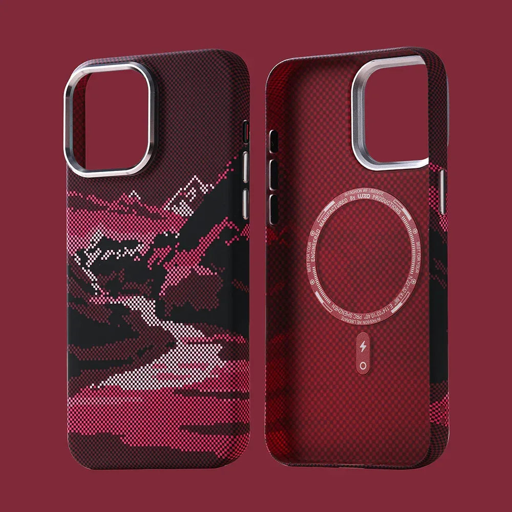 Magnetic Carbon Fiber Kevlar Texture iPhone Case - Viexta