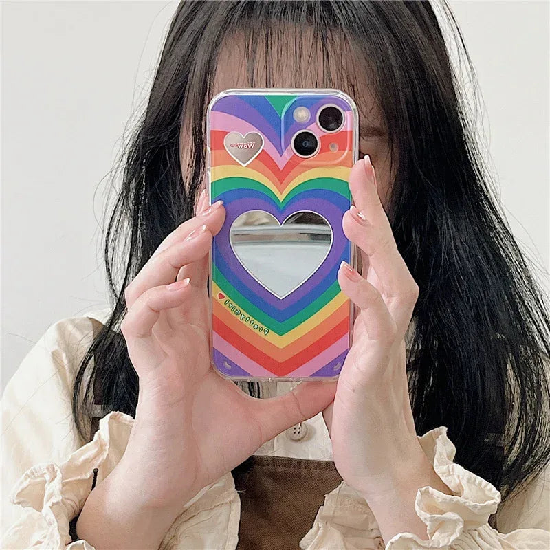 Rainbow Love Mirror Silicone iPhone Case - Viexta