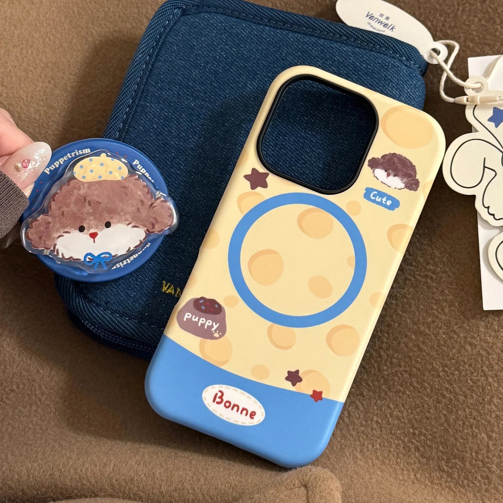 Cheese Puppy Magnetic Holder iPhone Case - Viexta