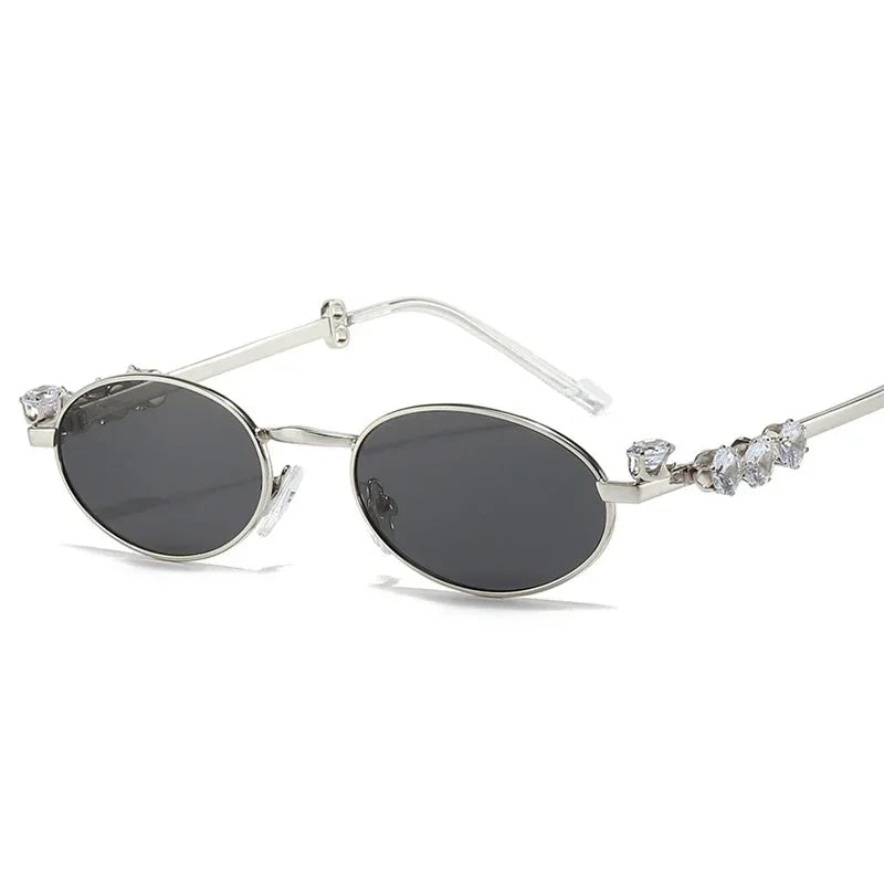 diamond-decoration-oval-metal-sun-glasses - Viexta