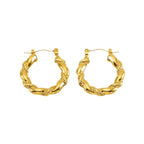 Titanium Steel Round Twist Stud Earrings