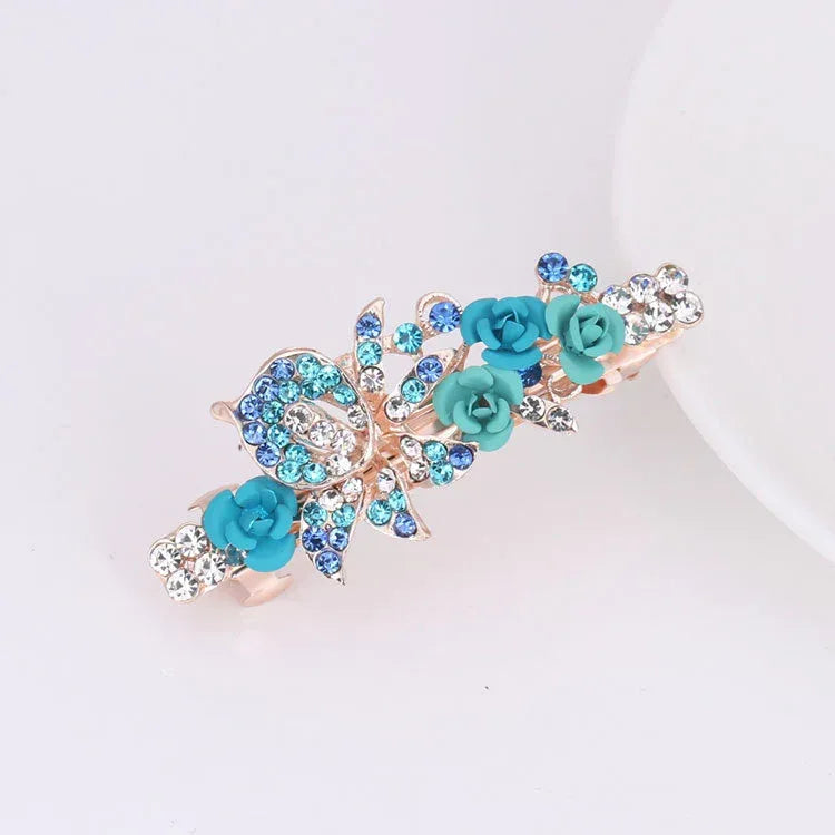 Rhinestone Hairpin Ponytail Clip - Viexta