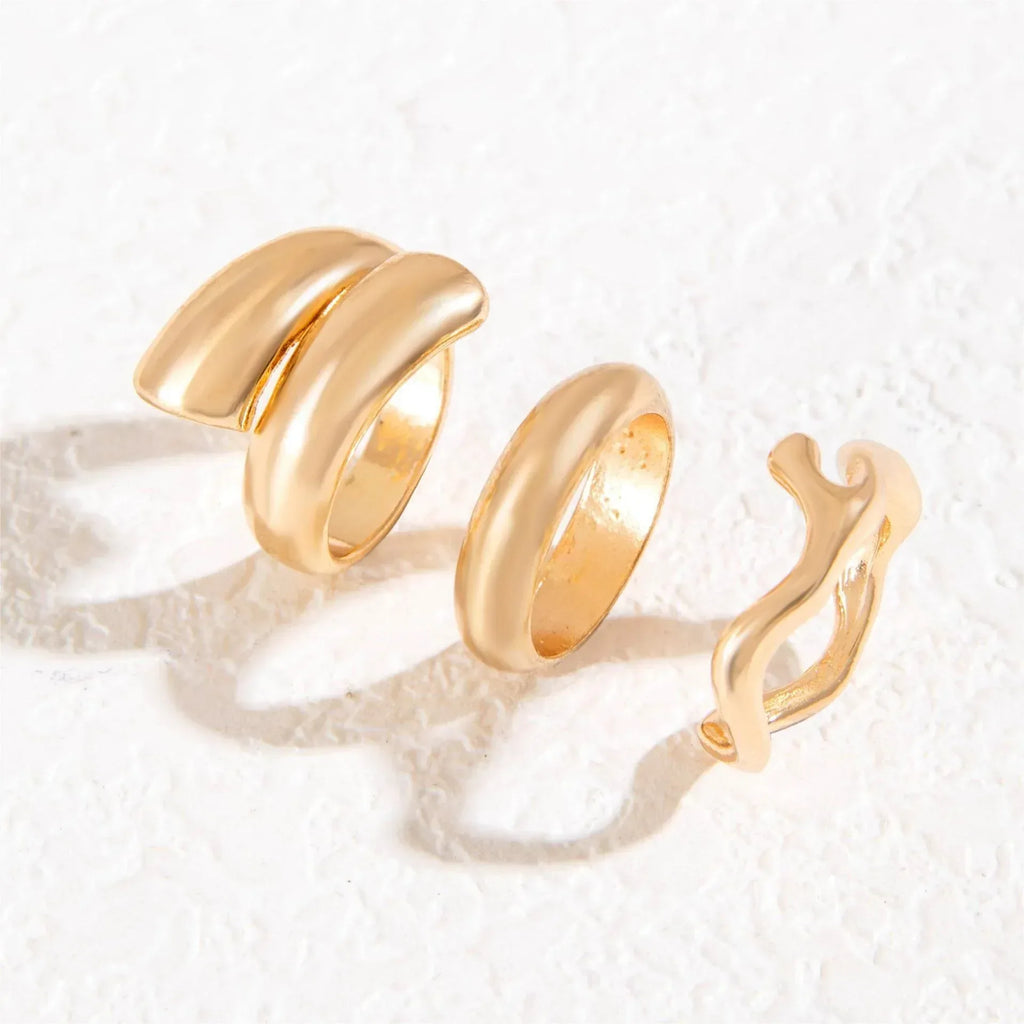 set-wave-bracelet-niche-cross-winding-glossy-ring - Viexta