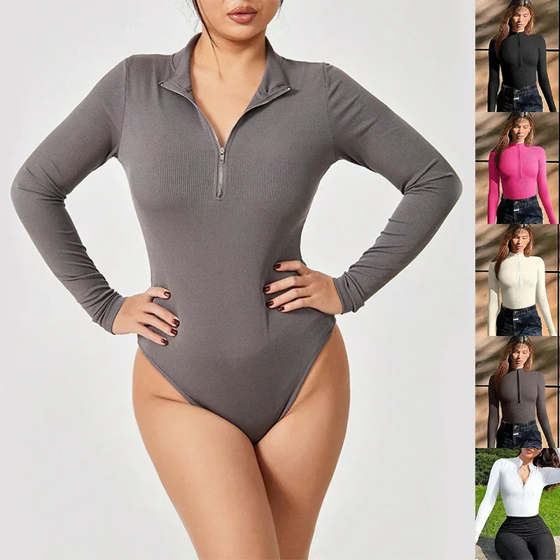 Fashion Long Sleeve Zipper Jumpsuit - Viexta