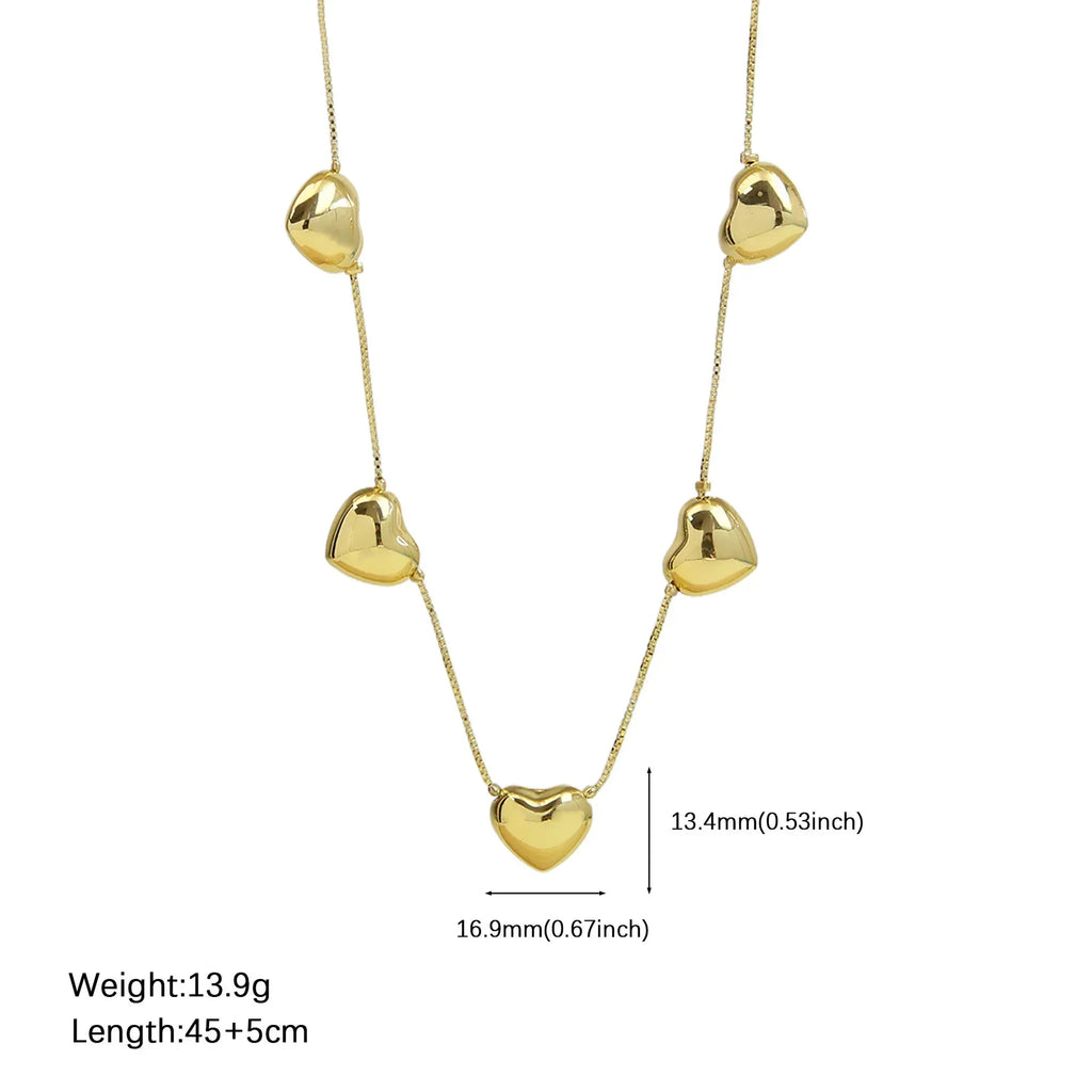 Brass 18K Multiple Heart-shaped Necklace - Viexta