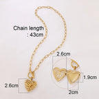 Stainless Steel Open Hollow Pattern Heart-shaped Necklace - Viexta