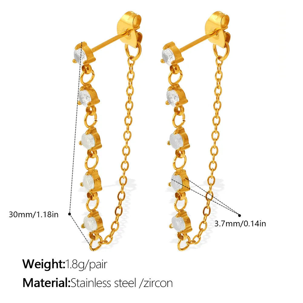 Zircon Inlaid Pendant Earrings