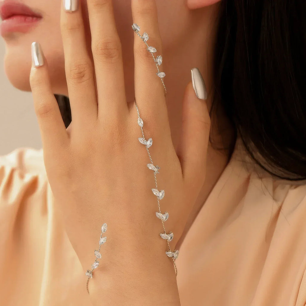 Zircon Leaves Finger Chain - Viexta