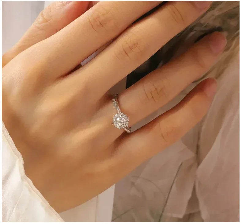 Women's Woven Moissanite Sterling Silver Ring - Viexta