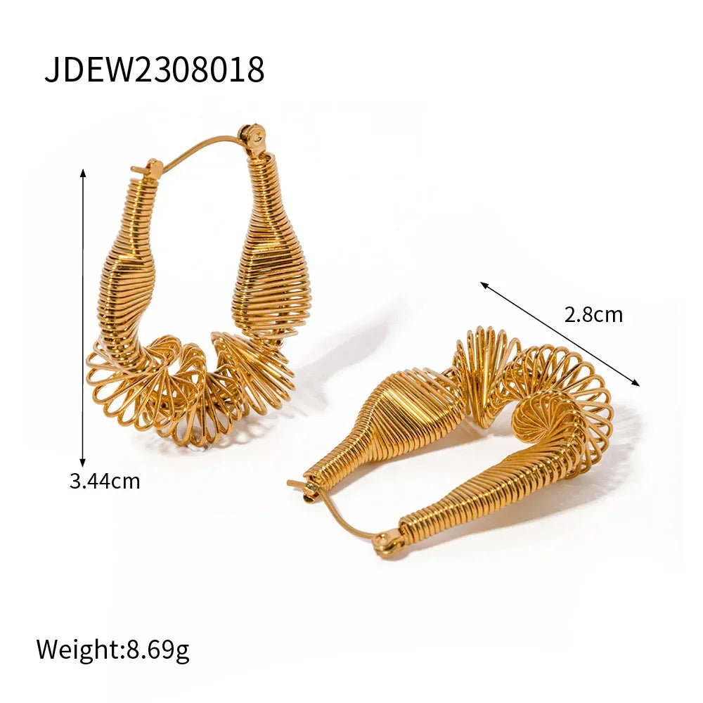 Stainless Steel Pleated Earrings - Viexta