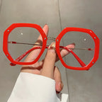 Polygonal-frame Trendy Hip-hop Oversized Plain Glasses - Viexta