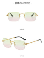 Metal Frameless Square Gradient Sunglasses - Viexta