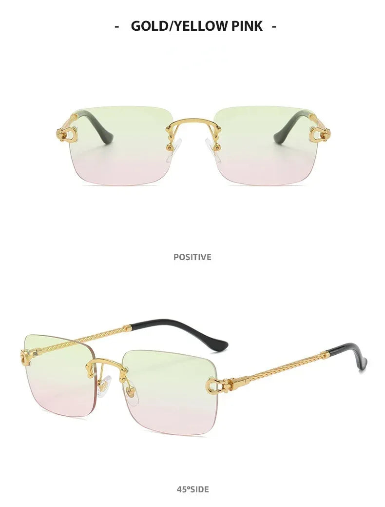Metal Frameless Square Gradient Sunglasses - Viexta