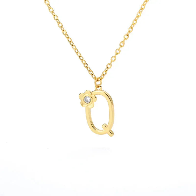 Rose English Alphabet Pendant Necklace - Viexta
