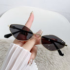 Metal Small Frame Rhombus Cat Eye Sunglasses