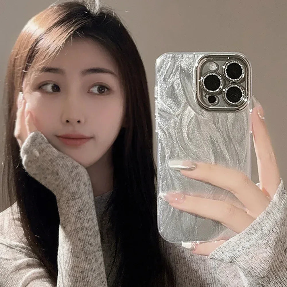 Anti-fall Feather Yarn Laser Lens Protector iPhone Case - Viexta