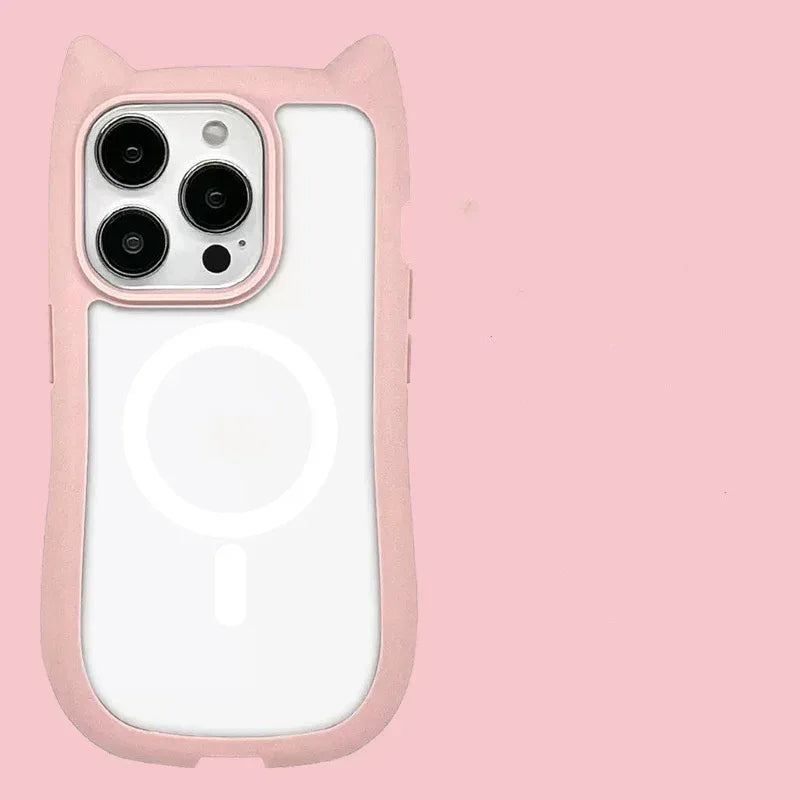 3D Cat Ear Acrylic Magnetic iPhone Case - Viexta