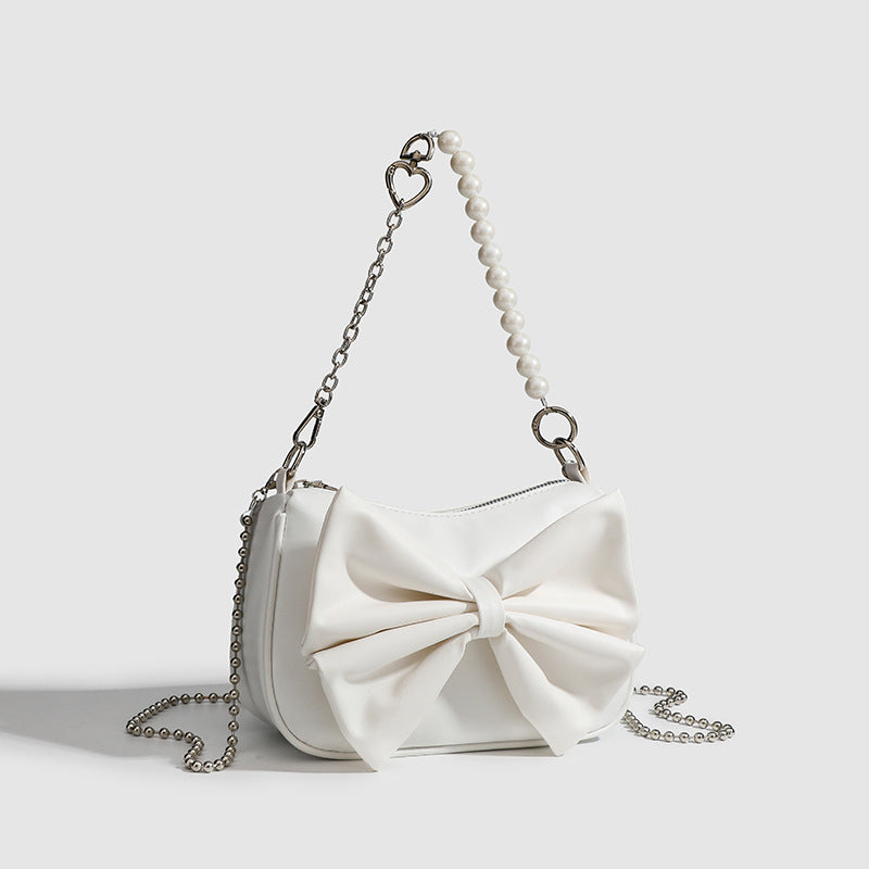 Black White PU Bow Handbags