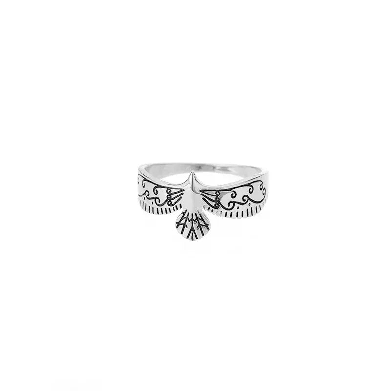 inlaid-zircon-blackened-eagle-ring - Viexta