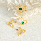 Heart-shaped Glass Drill Earrings - Viexta
