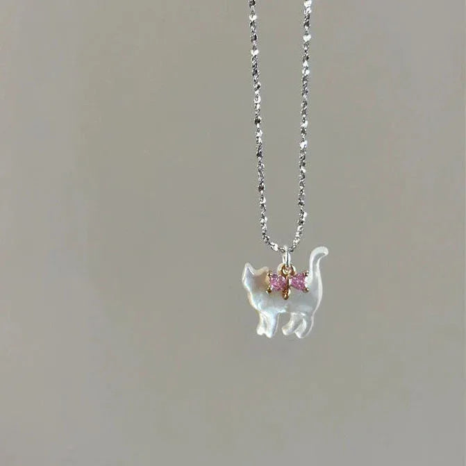 transparent-cat-rhinestone-pendant-necklace - Viexta