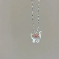 transparent-cat-rhinestone-pendant-necklace - Viexta