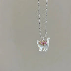 transparent-cat-rhinestone-pendant-necklace - Viexta