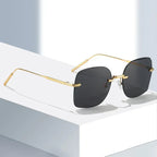 Frameless Trimming Square Metal Fashion Sunglasses - Viexta
